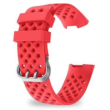 Imagem de ZEZEFUFU Pulseira de silicone de 23 mm/0,9 polegadas, pulseira de relógio, acessórios de substituição para Fitbit (Charge 3 4), Sem Pedra Preciosa