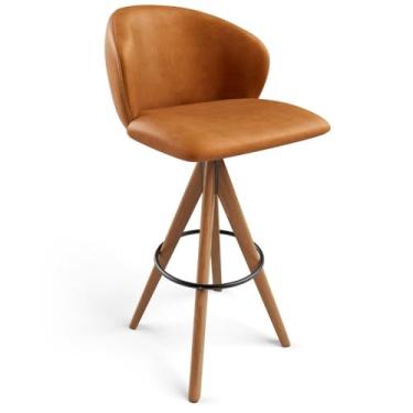 Imagem de Banqueta Alta Giratória Bar Cozinha Sala de Jantar Bar Mia L02 Couríssimo Canela - Lyam Decor