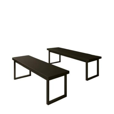 Imagem de Conjunto 2 Bancos Estilo Industrial MDF e Metalon(Preto/Preto)