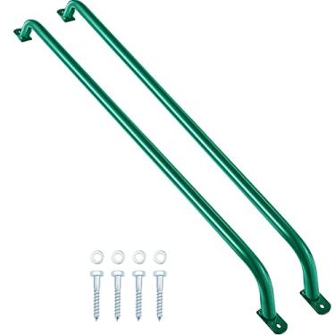 Imagem de Lounsweer Pacote com 4 alças de escada de metal verde para crianças, acessórios de playground para jogos internos e externos, quintal, casa na árvore, escada, 94 cm
