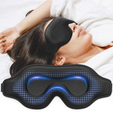 Imagem de Máscara de olho para dormir ponderada para homens e mulheres extensões de cílios 3D máscara de dormir ponderada com alça ajustável (preto-W3D)