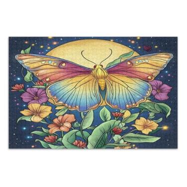 Imagem de Quebra-cabeças de borboleta, flor, lua, peça grande, para adultos, com letras nas costas, 1000 peças
