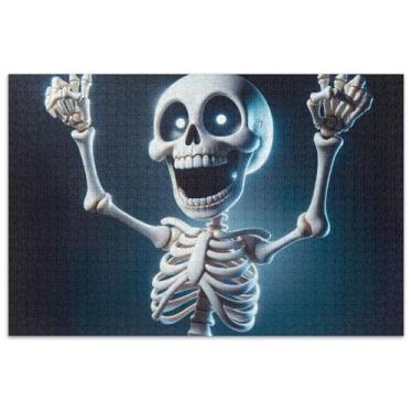 Imagem de Quebra-cabeça de esqueleto de gesto de vitória 500 peças para adultos familiares amantes presentes divertido quebra-cabeça família brinquedo arte