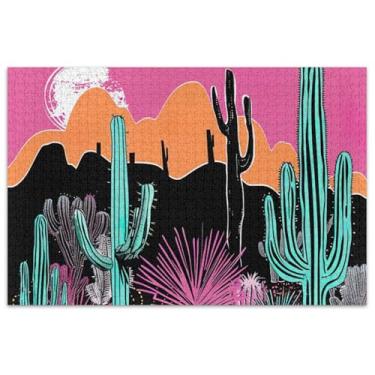 Imagem de Cacto tropical paisagem deserto adultos quebra-cabeça 1000 peças quebra-cabeça brinquedo arte homens presentes exclusivos elefante branco presentes engraçados
