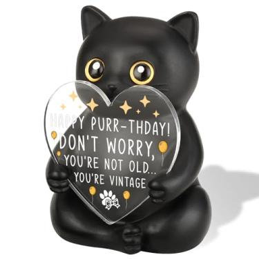 Imagem de SOSREBEDR “Happy Purrthday” Cat Humorous Special Inspirational Gifts for Pet Owner Women Wife Mom Coworker Colleague Daughter Friend, Funny Ideal Birthday Christmas Home Office Decor Figurines SHM11