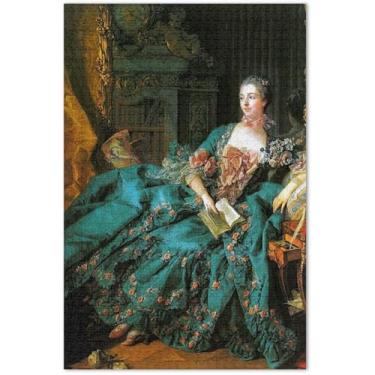 Imagem de François Boucher Madame Portrait Jigsaw Puzzles 500 peças adultos pintura animal arte grande quebra-cabeças presentes para amantes de quebra-cabeça, 51 x 37 centímetros