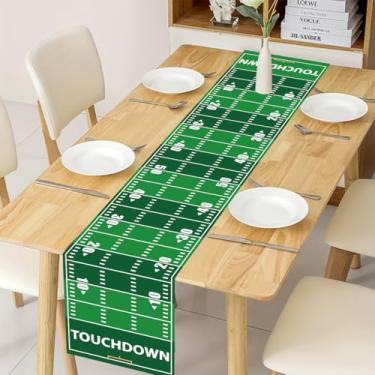 Imagem de Caminho de mesa de campo de rúgbi, caminho de mesa para dia de jogo, linha de jardim verde, para meninos, esportes, futebol, decorações de festa de aniversário para uso interno, ao ar livre, cozinha