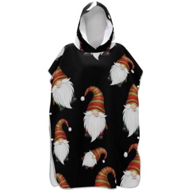 Imagem de Joisal Gnomos de Natal fofos roupão preto trocador para adultos poncho de surfe ponchos de praia absorventes para homens toalhas de banho com capuz