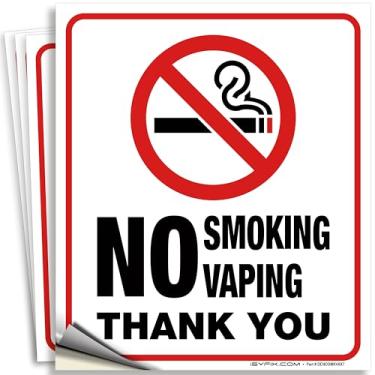 Imagem de iSYFIX Placa de adesivo para não fumar e não vaping – Pacote com 4 15 x 18 cm – Vinil autoadesivo premium, laminado para máxima proteção UV, intempéries, arranhões, água e desbotamento, interno e
