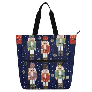 Imagem de GAIGEO Bolsa de lona para crianças e mulheres, com zíper, escola, professor, trabalho, quebra-nozes