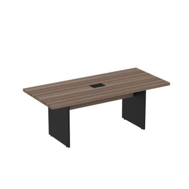 Imagem de Mesa De Reunião Retangular Com Power Box 200x90cm Pe40 Preto-walnut