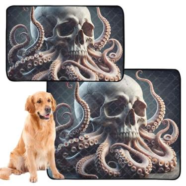 Imagem de TSENQUE Mystic Skull Polvo Fantasia Lavável Almofadas de Xixi para Cachorro Bonito Tapete Impermeável Antiderrapante Almofada para Animais de Estimação Absorventes Almofadas de Parto para Gatos, Médio