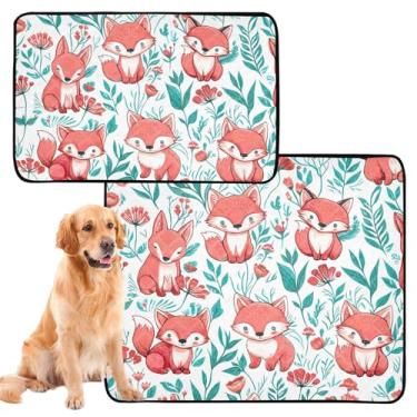 Imagem de TSENQUE Almofadas de xixi laváveis fofas de animais de estimação raposa para cães de estimação reutilizáveis tapete bonito à prova d'água antiderrapante absorvente cães treinamento penico médio +