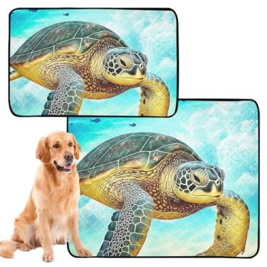 Imagem de Almofada de xixi para animais de estimação tropicais de tartarugas marinhas verdes extragrandes laváveis tapetes de urina para cães fofos, à prova d'água, absorventes e absorventes para filhotes