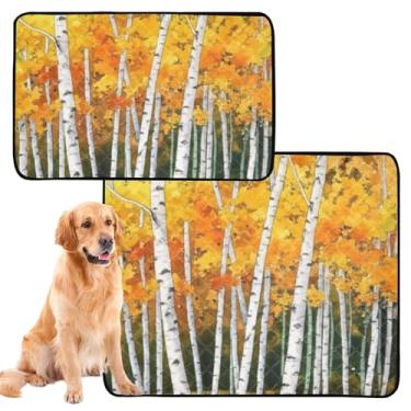 Imagem de TSENQUE Almofadas de xixi laváveis para cães, à prova d'água, fofa, floresta, outono, árvore, amarelo, gatos, almofadas reutilizáveis absorventes para cães, pacote com 3 unidades
