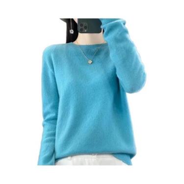 Imagem de Suéter Feminino De Lã Com Gola Redonda, Manga Longa, Tricô, Moda Versá