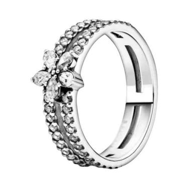 Imagem de Anel Feminino Em Prata Esterlina 925 Com Ouro Rosa E Pedra Em Forma De