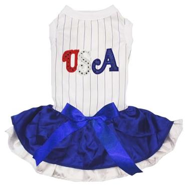 Imagem de Petitebella Vestido de cachorro com lantejoulas EUA (listras/azul branco, PP)