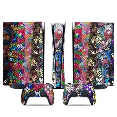 Imagem de Película de decalque para disco Ps5, capa adesiva de vinil de corpo inteiro para console e controle PlayStation 5 (edição de disco PS5, Blue Lightning) (glitter colorido, edição digital PS5)