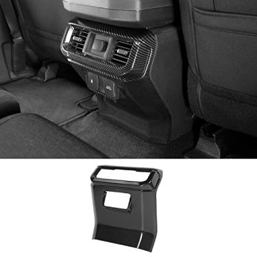 Imagem de Jimen Compatível com Ford F150 2021-2023, caixa de apoio de braço traseiro painel de acabamento da tampa da saída de ar (grão de fibra de carbono)