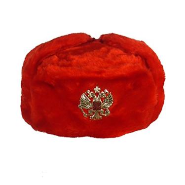Imagem de Chapéu Ushanka vermelho com abas de orelha (M)