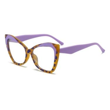 Imagem de HPIRME Armação de óculos de tamanho grande para homens e mulheres (86074-C7)