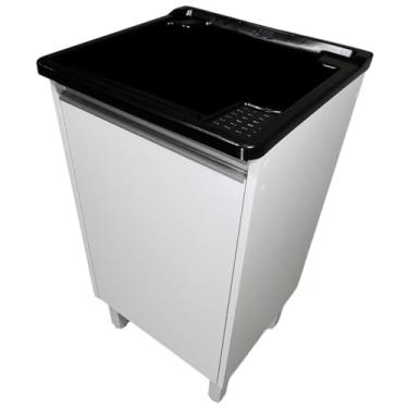 Imagem de Tanque de Lavar Roupas Lavanderia em Plástico 26L com Gabinete MDF e Base para Torneira de Bancada(Preto,26L)