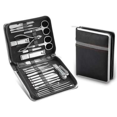Imagem de Conjunto de manicure com 26 cortadores de unha – Ferramentas de corte de unhas de aço inoxidável premium com tesoura, alicate de cutícula e muito mais em bolsa durável com zíper, preta