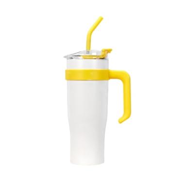 Imagem de 40 OZ Copo de Aço Inoxidável Isolado com Alça Garrafa Água Reutilizável à Prova Vazamentos Caneca Viagem Tampa e Canudo para Chá Gelado Café Smoothie
