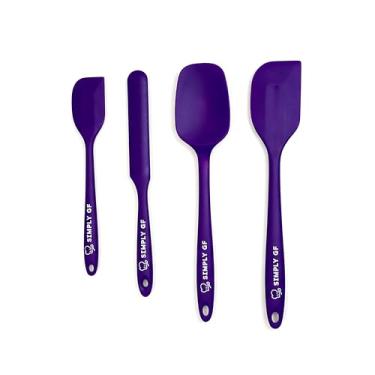 Imagem de Conjunto de 4 espátulas de silicone Simply GF – Utensílios de cozinha sem glúten claramente etiquetados | Resistente ao calor, antiaderente, livre de BPA | Roxo dinâmico | Ideia de presente para