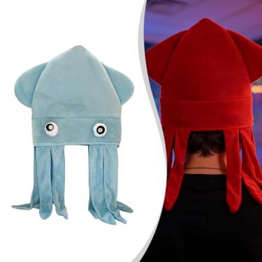 Imagem de Dynwave Chapéu em formato de polvo, fantasia de animal para fotografia, carnavais e apresentações de palco, Azul