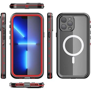 Imagem de KAPPDE Capa para iPhone 13 Pro Max/13 Pro/13, IP68 Waterpoof Capa à prova de choque à prova de choque Protetor de tela integrado Capa à prova d'água transparente (Cor: Vermelho, Tamanho: 13 Pro Max 6,7 polegadas)