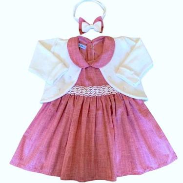 Imagem de Vestido de Bebê, Criança e Menina com bolero e tiara do P ao 4 - Mundo
