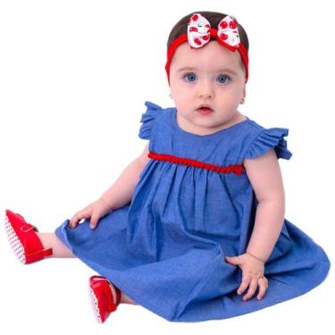 Imagem de Vestido de Bebê Roupa Menina Infantil Com Tiara 100% Algodão - Mundo N