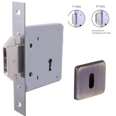 Imagem de Fechadura Arouca 4006 Interna Porta de correr Roseta Quadrada
