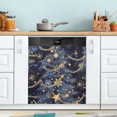 Imagem de xigua Linda capa magnética para lava-louças, árvore de Natal, adesivos magnéticos decorativos antiarranhões para painel de geladeira e lava-louças, decoração personalizada de cozinha doméstica 58 x 66