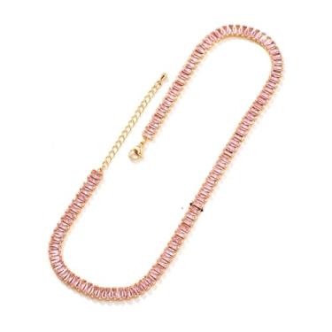 Imagem de Soyzvteo Colar de diamante com pedras de zircônia cúbica, corrente de diamante, banhado a ouro, corrente de tênis delicada, joias presentes para mulheres, Small, Zinco Cristal, Sem Pedra Preciosa