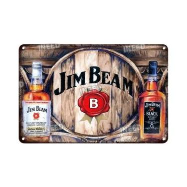 Imagem de Placa Decorativa De Metal Retro Vintage JIM BEAM Para Bar, Pub, Clube,