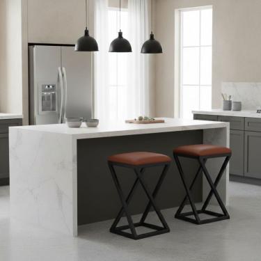 Imagem de Kit 2 Banqueta Baixa Cozinha 50 cm Balcão Bar Gourmet Corino