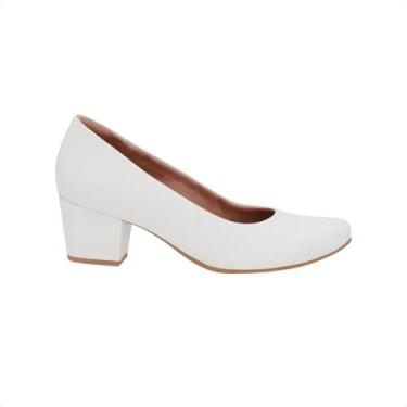 Imagem de Sapato Feminino Salto Médio Grosso Usaflex Branco, Branco, 36