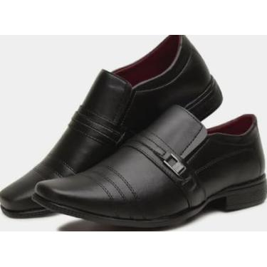 Imagem de Sapato Social Masculino Confortável para Uso Diário, Couro Sintético Preto com Fivela TAM: 38,39,40 e 41.