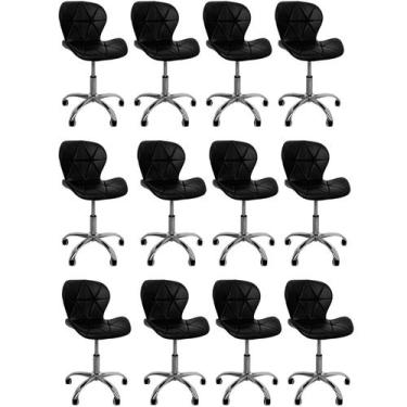 Imagem de Kit 12 Cadeiras Escritório Slim Vegas Base Giratória Estofada Preto - 