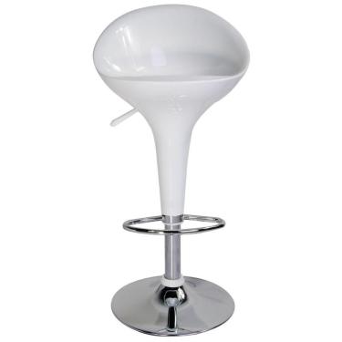 Imagem de Banqueta Bar Em Abs Base Aço Cromado Encosto Alto Branca Kala