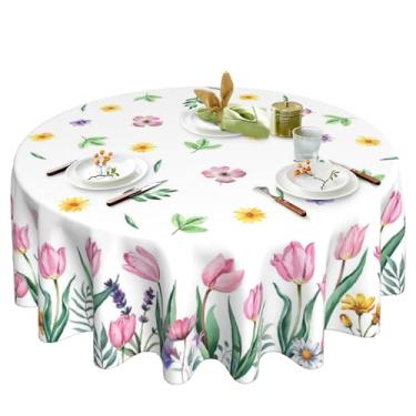 Imagem de theirsova Toalha de mesa redonda floral de 152 cm para festas de fim de ano, casa, cozinha, decoração de mesa de jantar