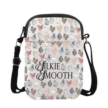 Imagem de G2TUP Silkie Chickens Bolsa tiracolo Silkies Chickens presente proprietário Silkie Chicken Lover Bolsa de ombro Silkie Chicken Farmer Gifts, Silkie Smooth Cb, Ocidental