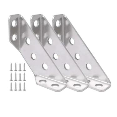 Imagem de 30 conjuntos de suportes de canto de aço inoxidável para móveis conectores de prateleira de ângulo de suporte de armário suporte de cantos de armação de fixação (3 conjuntos)