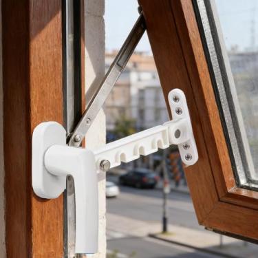 Imagem de Suporte para janela interna, posição do trinco de 4 níveis, trava ajustável, trava de abertura de porta, suporte de segurança de vento de vidro