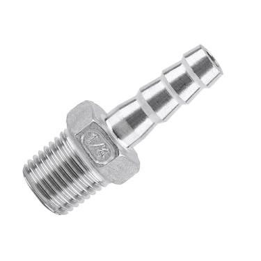 Imagem de Generic Conector de Cauda de Mangueira Farpada de Aço Inoxidável para Encanamento de Tubulação de Ar/água, Encaixe de Rosca 304 SS 1/8 "~ 3/4" para Engenharia Química, Máquinas (1/4''*8mm)