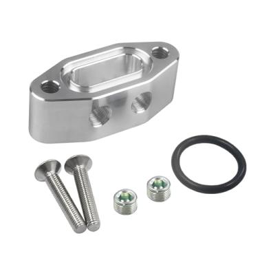 Imagem de Tampa do sensor de pressão de suprimento placa adaptadora de linha de alimentação de óleo LS TWIN TURBO DUAL 90 graus 1/20.3 cm NPT LS1 LSX kit porta LS3 ângulo reto placa boleto fonte tampa do sensor