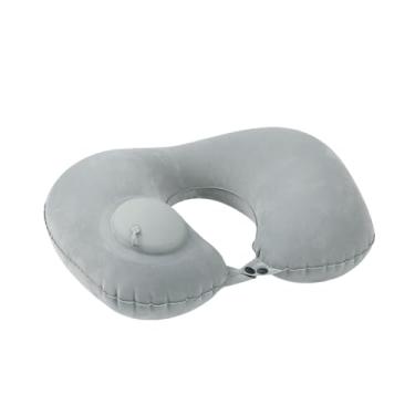 Imagem de Travesseiro de pescoço inflável para viagem, suporte de pescoço ajustável para carros e trens, design leve e econômico de espaço